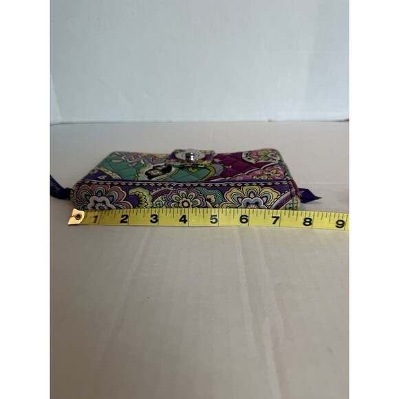 Vera Bradley HEATHER Quilted Wallet Wristlet Turn Lock Purple Green Purse 8”x5” - Picture 9 of 13